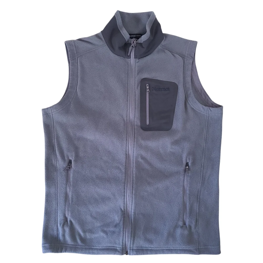 Marmot Gray Fleece Polartec Full Zip Vest M